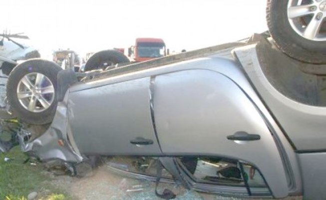 S-a răsturnat cu maşina, la Mihai Viteazu